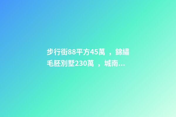 步行街88平方45萬，錦繡毛胚別墅230萬，城南自建房273平帶院165萬